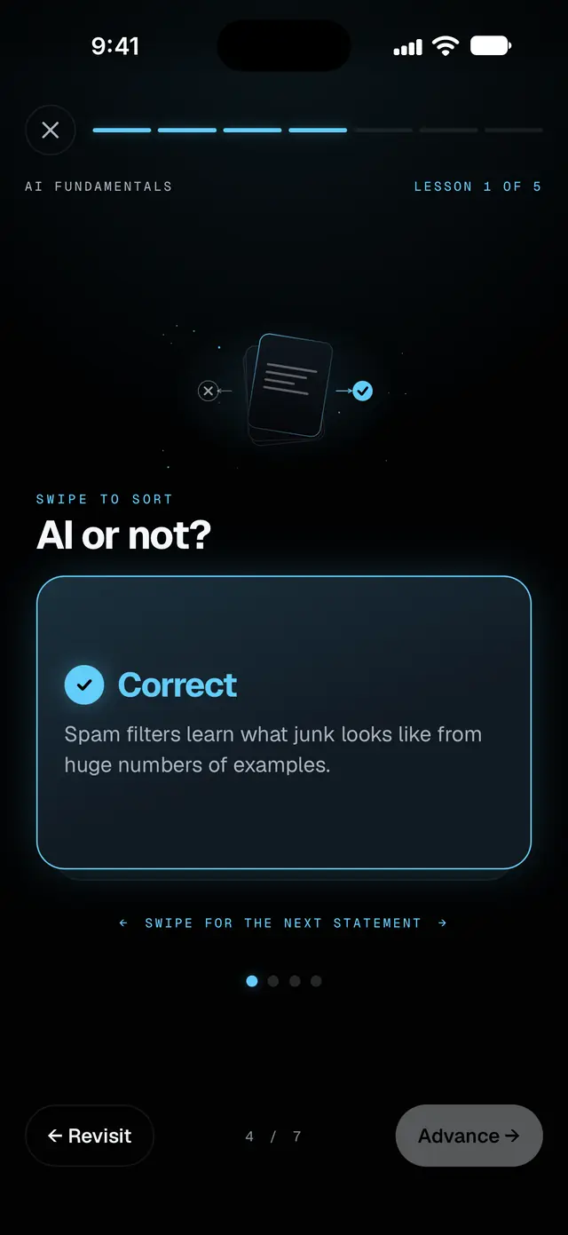 An AI or not sorting exercise with instant feedback